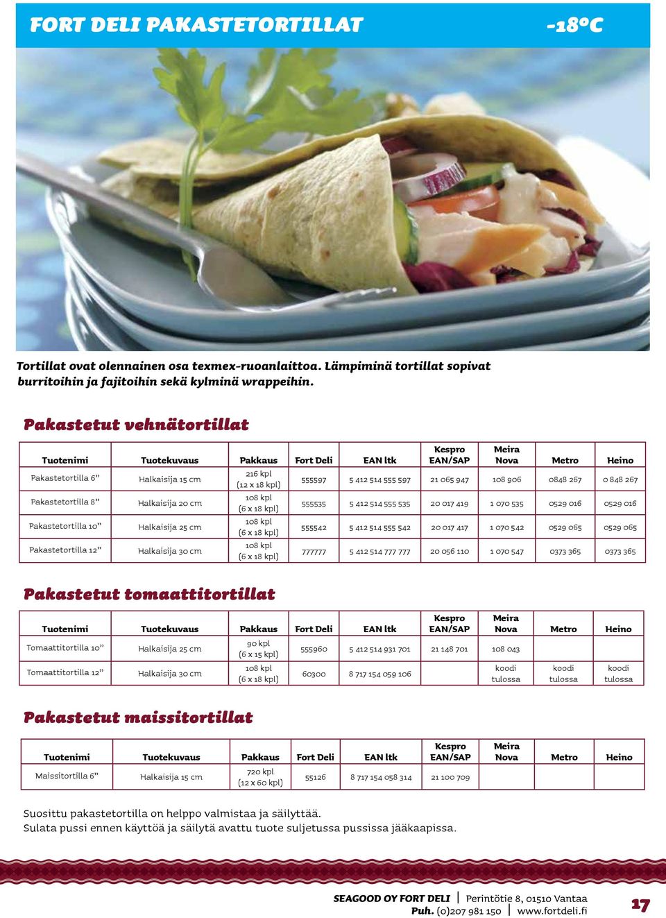 065 947 108 906 0848 267 0 848 267 Pakastetortilla 8 108 kpl Halkaisija 20 cm (6 x 18 kpl) 555535 5 412 514 555 535 20 017 419 1 070 535 0529 016 0529 016 Pakastetortilla 10 108 kpl Halkaisija 25 cm