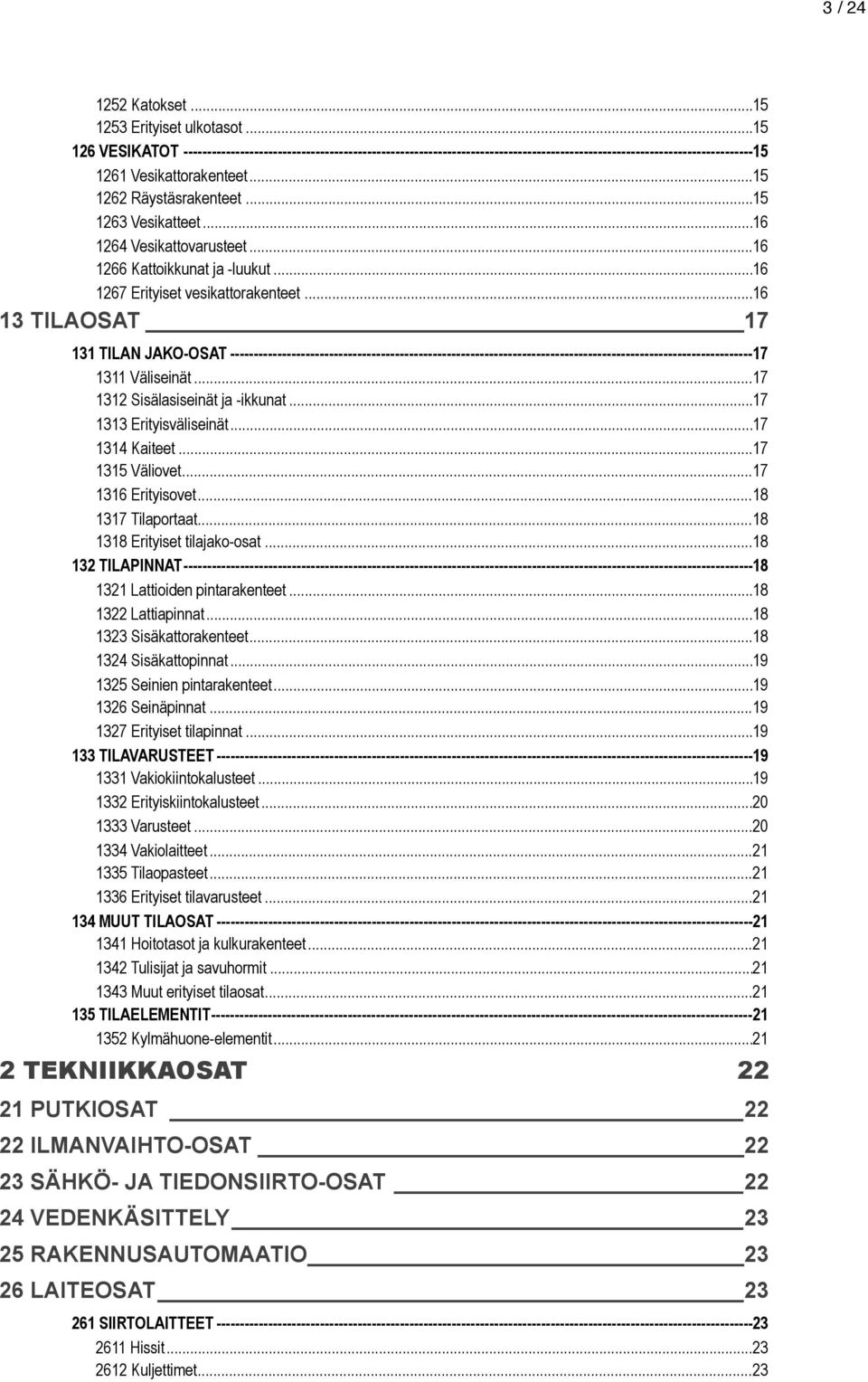 .. 15 1263 Vesikatteet... 16 1264 Vesikattovarusteet... 16 1266 Kattoikkunat ja -luukut... 16 1267 Erityiset vesikattorakenteet.