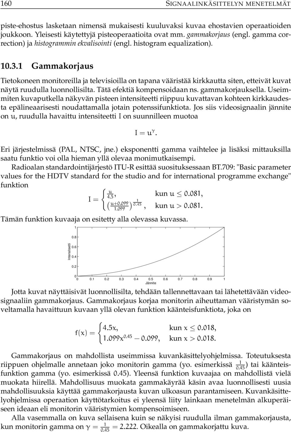 1 Gammakorjaus Tietokoneen monitoreilla ja televisioilla on tapana vääristää kirkkautta siten, etteivät kuvat näytä ruudulla luonnollisilta. Tätä efektiä kompensoidaan ns. gammakorjauksella.