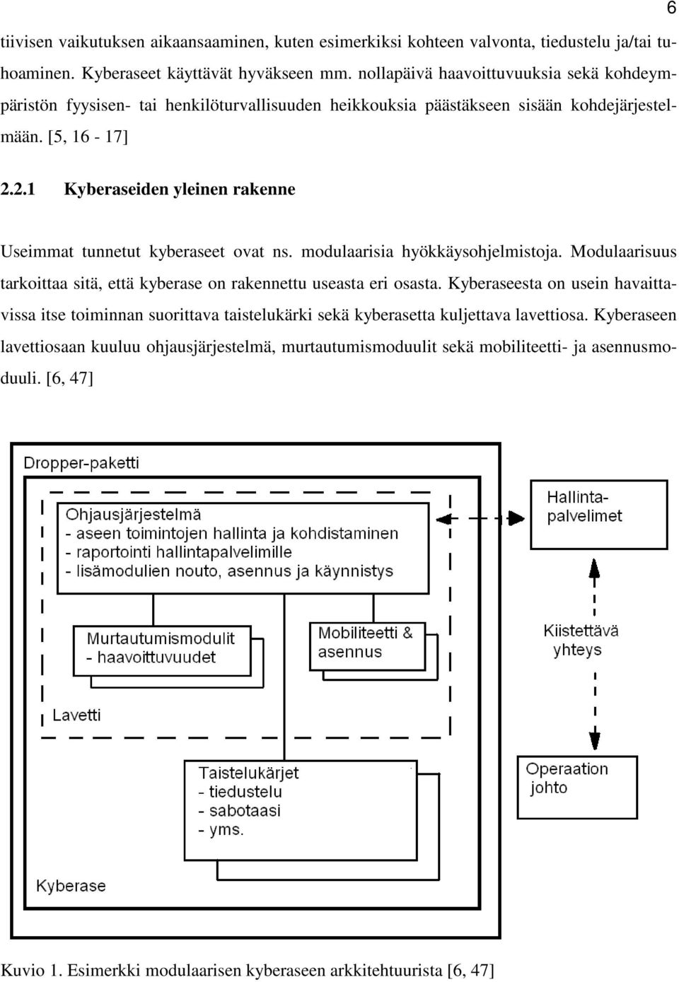 2.1 Kyberaseiden yleinen rakenne Useimmat tunnetut kyberaseet ovat ns. modulaarisia hyökkäysohjelmistoja. Modulaarisuus tarkoittaa sitä, että kyberase on rakennettu useasta eri osasta.