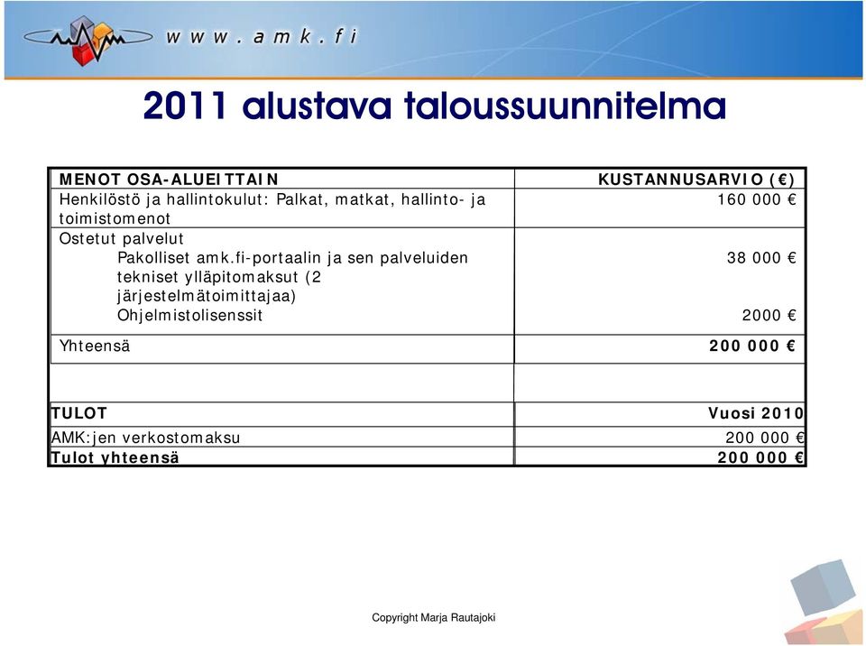 amk.fi-portaalin ja sen palveluiden 38 000 tekniset ylläpitomaksut (2 järjestelmätoimittajaa)