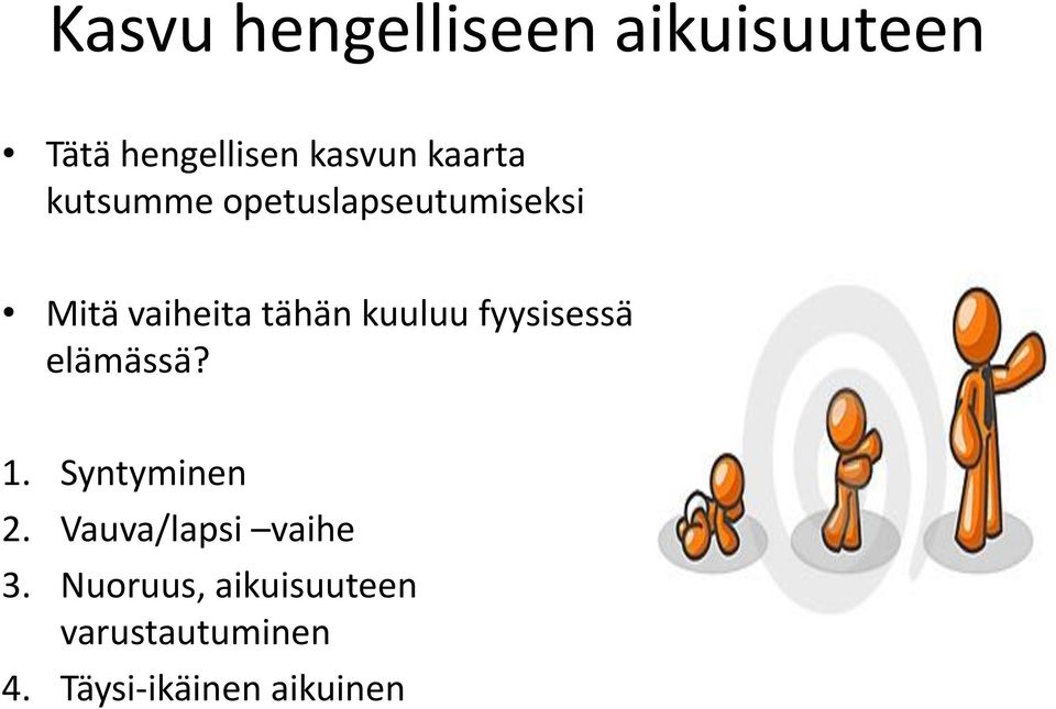 kuuluu fyysisessä elämässä? 1. Syntyminen 2.