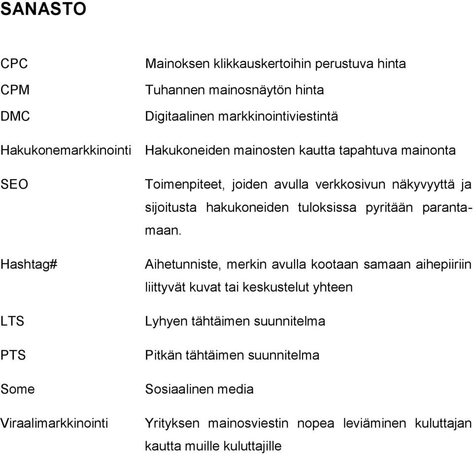 näkyvyyttä ja sijoitusta hakukoneiden tuloksissa pyritään parantamaan.