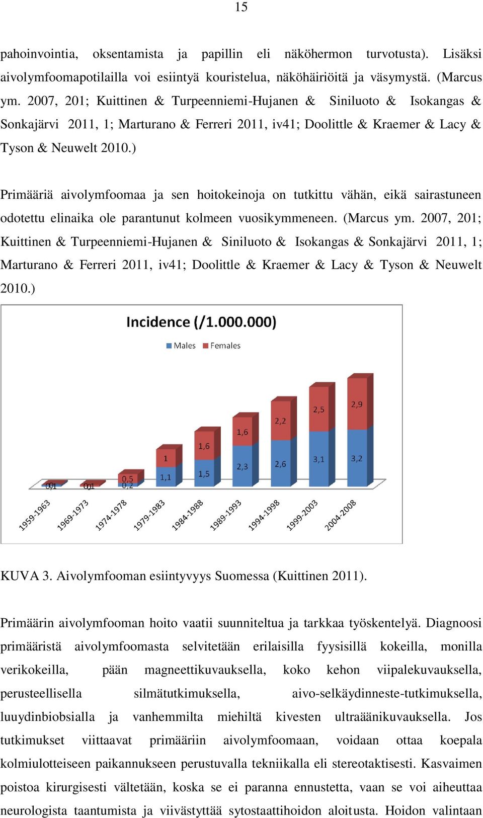 ) Primääriä aivolymfoomaa ja sen hoitokeinoja on tutkittu vähän, eikä sairastuneen odotettu elinaika ole parantunut kolmeen vuosikymmeneen. (Marcus ym. ) KUVA 3.