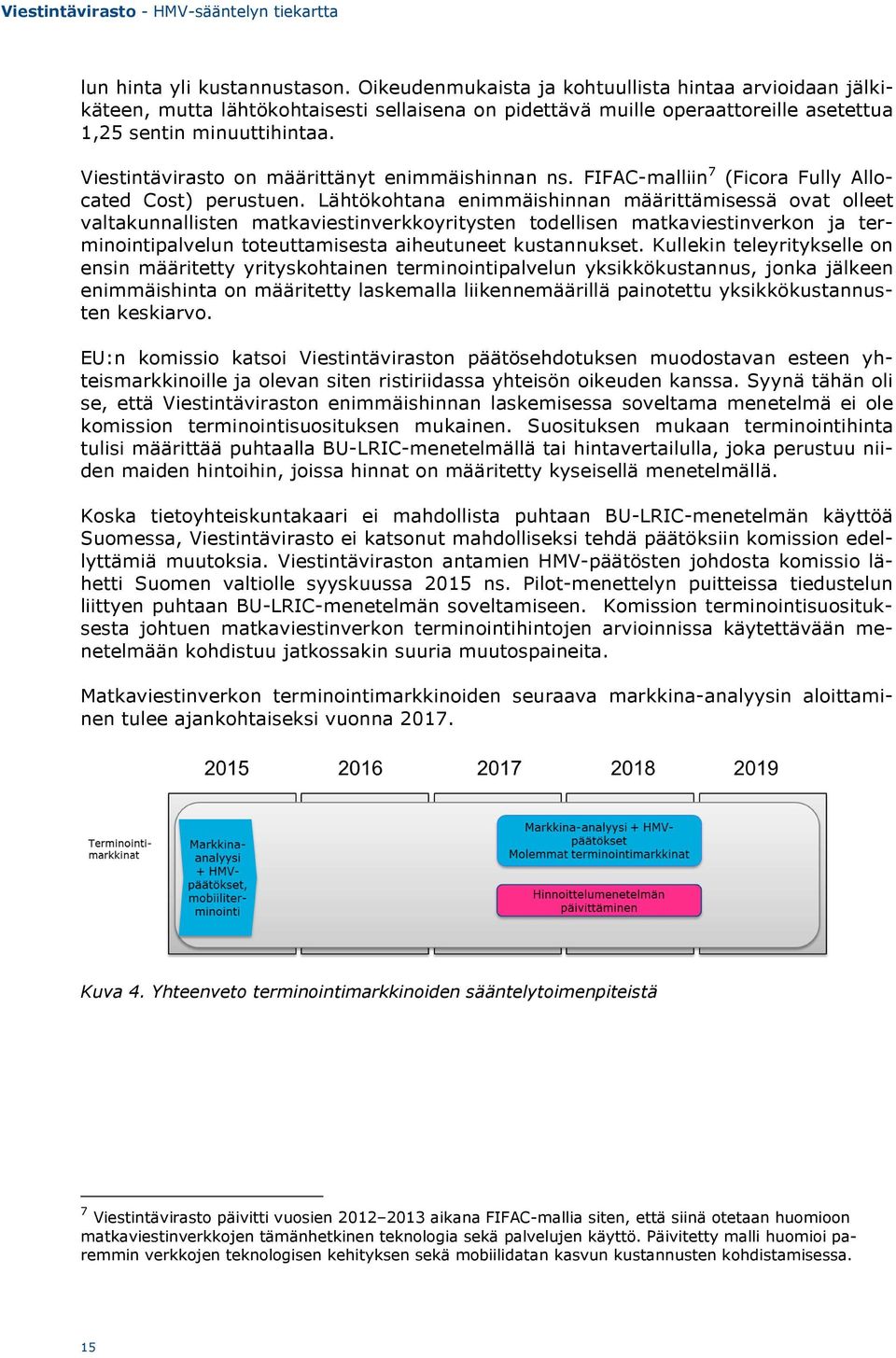 Viestintävirasto on määrittänyt enimmäishinnan ns. FIFAC-malliin 7 (Ficora Fully Allocated Cost) perustuen.