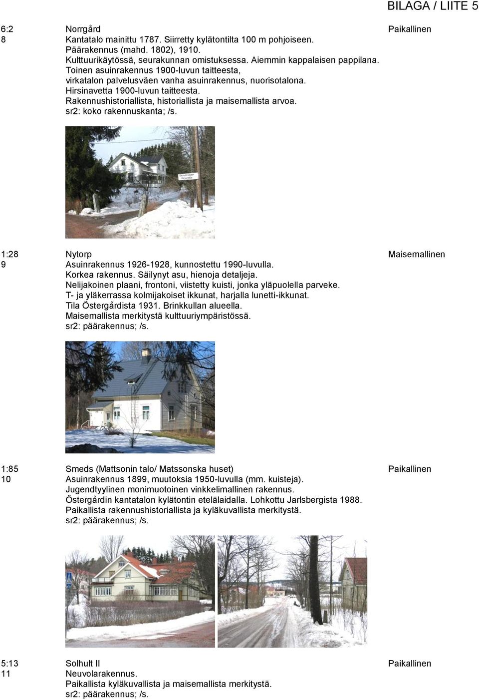 Rakennushistoriallista, historiallista ja maisemallista arvoa. : koko rakennuskanta; /s. 1:28 Nytorp Maisemallinen 9 Asuinrakennus 1926-1928, kunnostettu 1990-luvulla. Korkea rakennus.