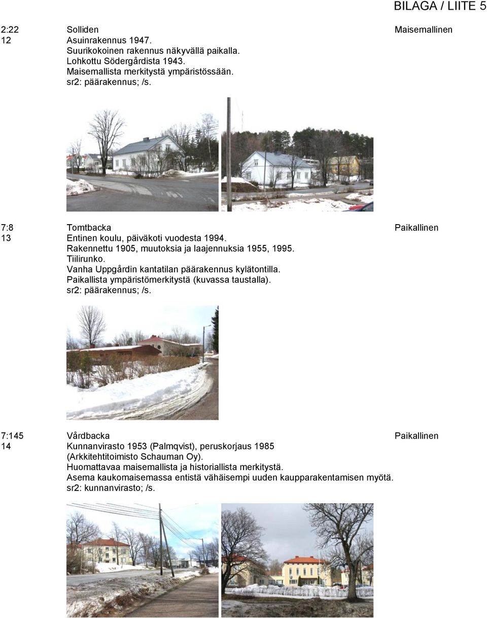 Vanha Uppgårdin kantatilan päärakennus kylätontilla. Paikallista ympäristömerkitystä (kuvassa taustalla). : päärakennus; /s.