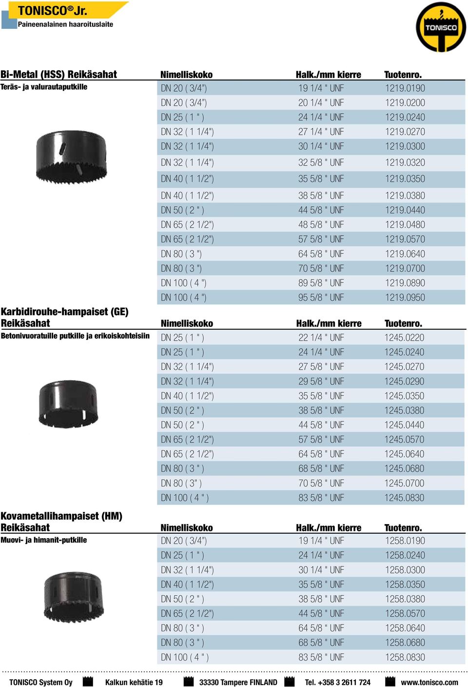 0380 DN 50 ( 2 " ) 44 5/8 " UNF 29.0440 DN 65 ( 2 /2") 48 5/8 " UNF 29.0480 DN 65 ( 2 /2") 57 5/8 " UNF 29.0570 DN 80 ( 3 ") 64 5/8 " UNF 29.0640 DN 80 ( 3 ") 70 5/8 " UNF 29.