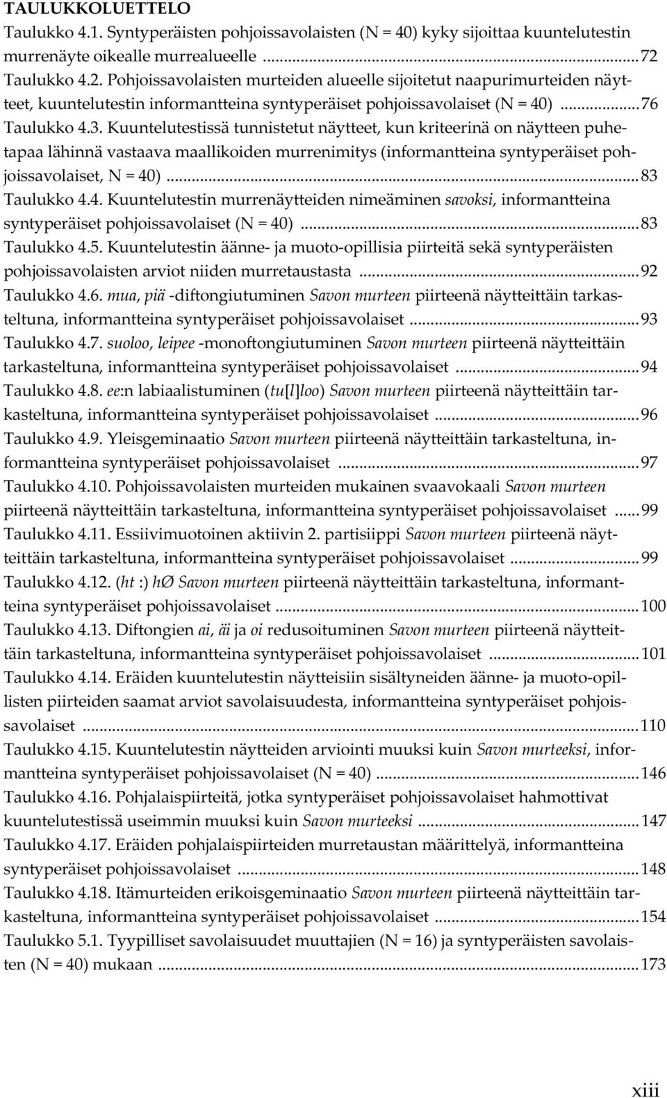 Kuuntelutestissä tunnistetut näytteet, kun kriteerinä on näytteen puhetapaa lähinnä vastaava maallikoiden murrenimitys (informantteina syntyperäiset pohjoissavolaiset, N = 40