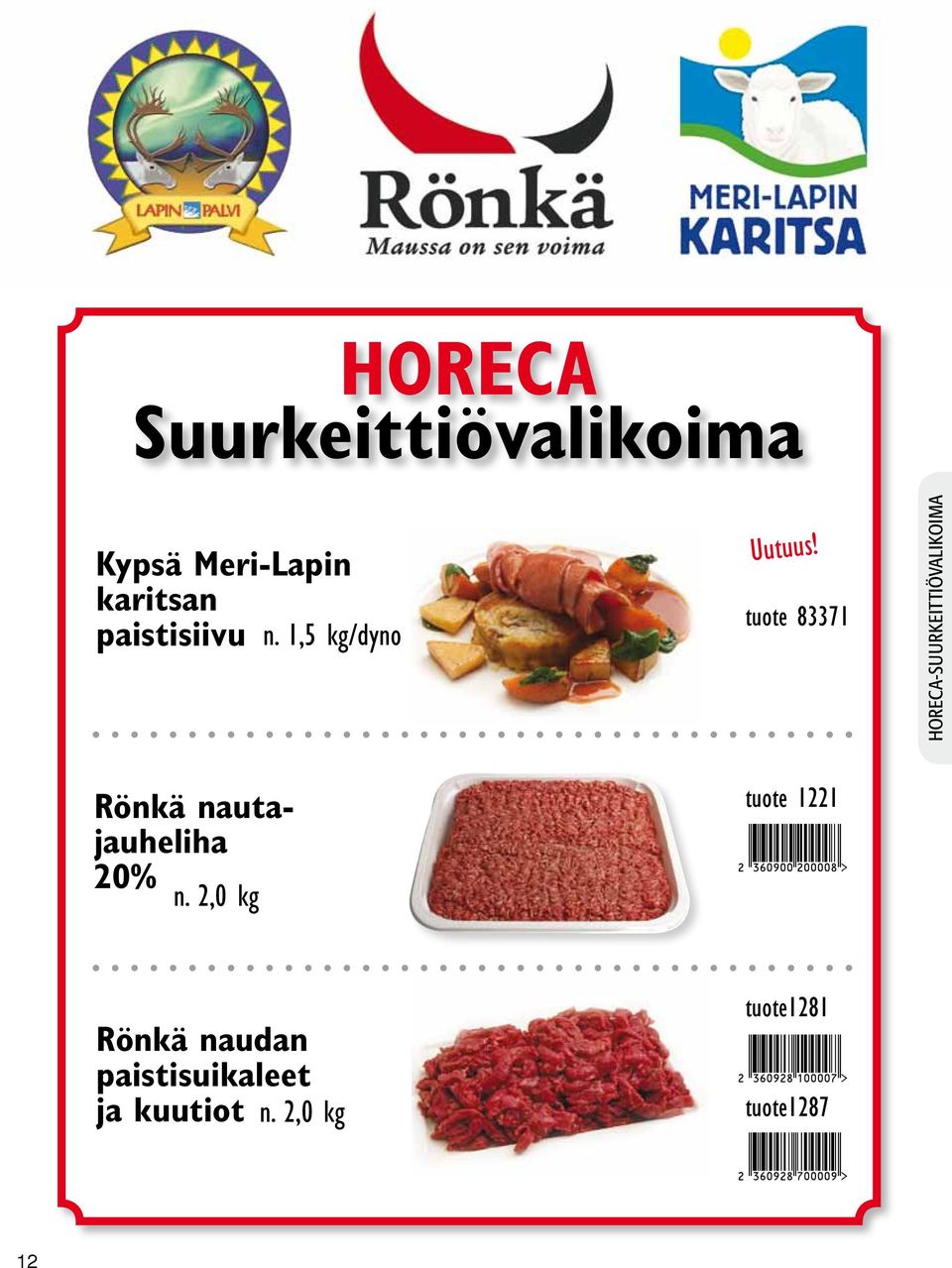 tuote 83371 Rönkä nautajauheliha 20% n.