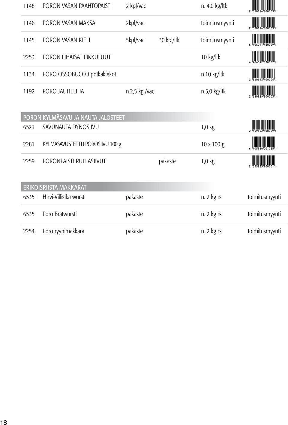 PORO OSSOBUCCO potkakiekot n.10 kg/ltk 1192 PORO JAUHELIHA n.2,5 kg /vac n.