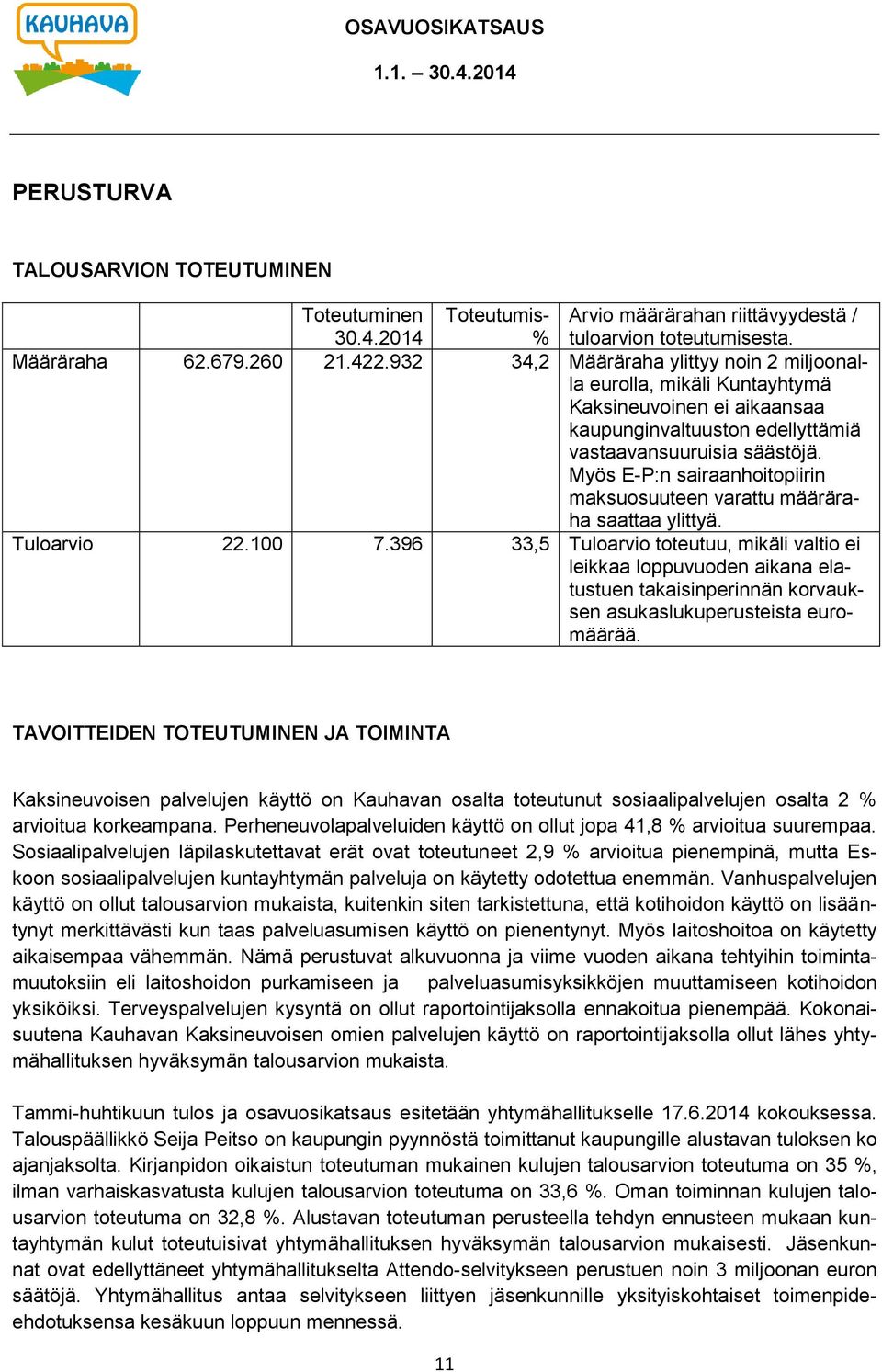 Myös E-P:n sairaanhoitopiirin maksuosuuteen varattu määräraha saattaa ylittyä. Tuloarvio 22.100 7.