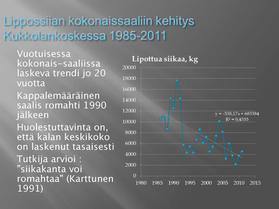 Huolestuttavinta on, että kalan keskikoko on laskenut