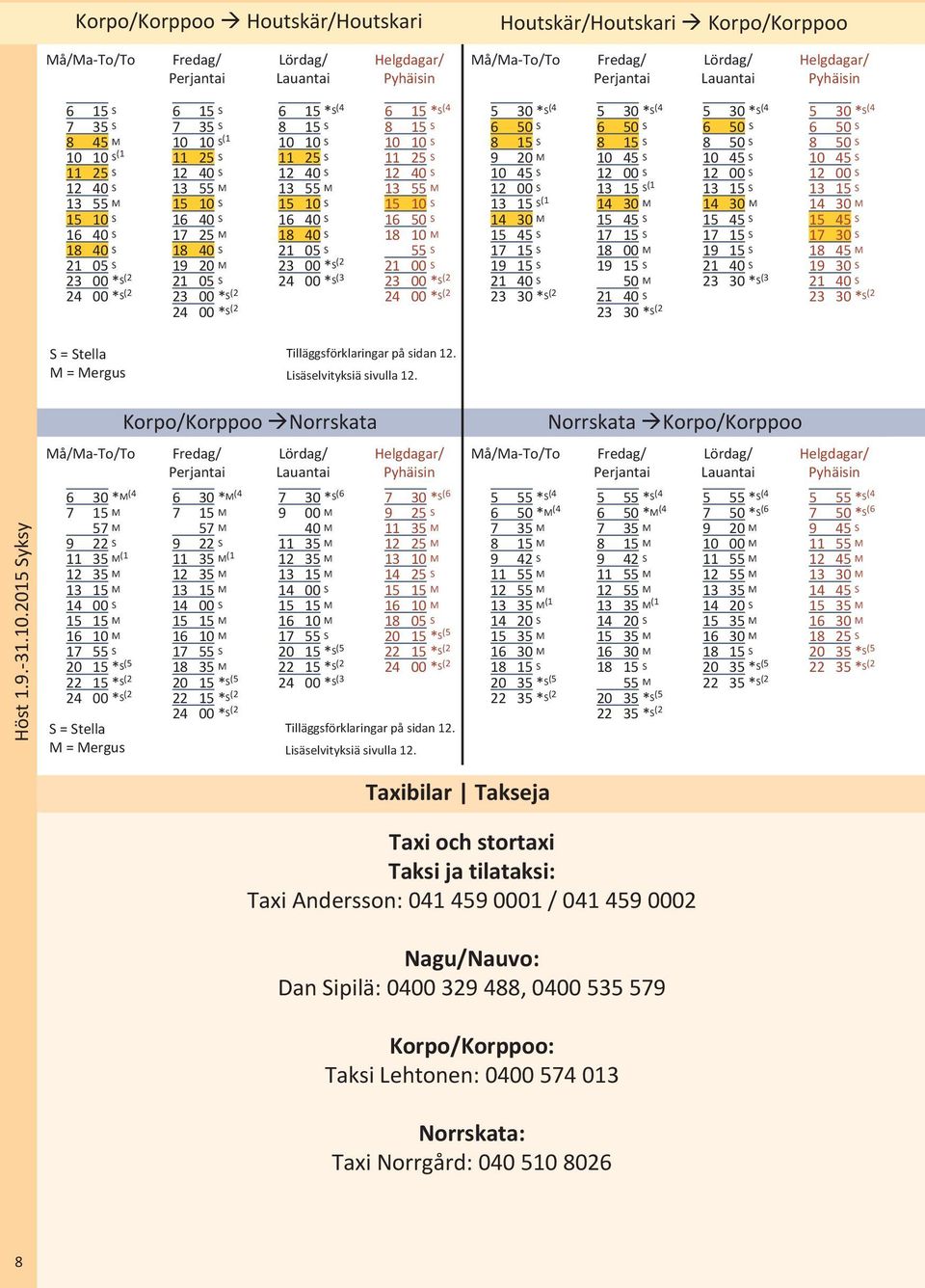 10 S 1 S 13 S (1 14 M S S M 19 S M 21 S 23 *S (2 5 *S (4 6 S 8 S 10 S 1 S 13 S 14 M S S 19 S 21 S 23 *S (3 5 *S (4 6 S 8 S 10 S 1 S 13 S 14 M S S 18 M 19 S 21 S 23 *S (2 S = Stella M = Mergus