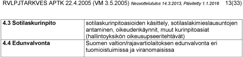 oikeudenkäynnit, muut kurinpitoasiat (hallintoyksikön oikeusupseeritehtävät) 4.