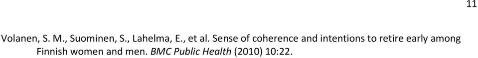 Sense of coherence and intentions to