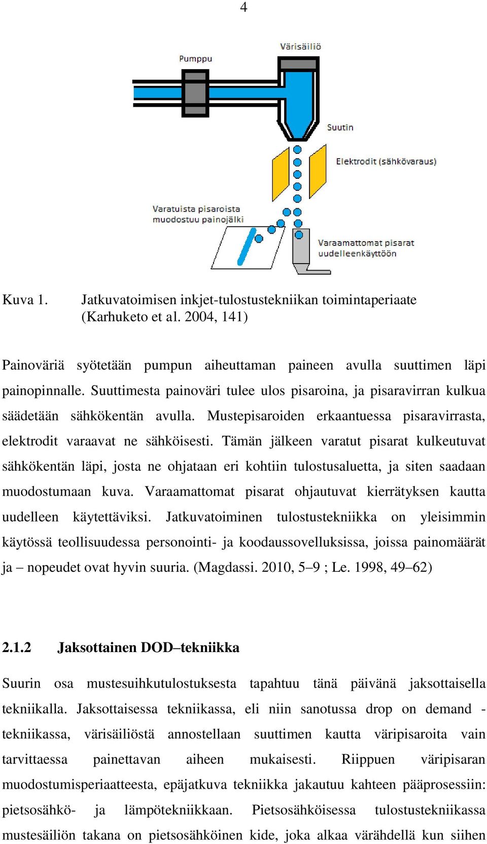 Tämän jälkeen varatut pisarat kulkeutuvat sähkökentän läpi, josta ne ohjataan eri kohtiin tulostusaluetta, ja siten saadaan muodostumaan kuva.