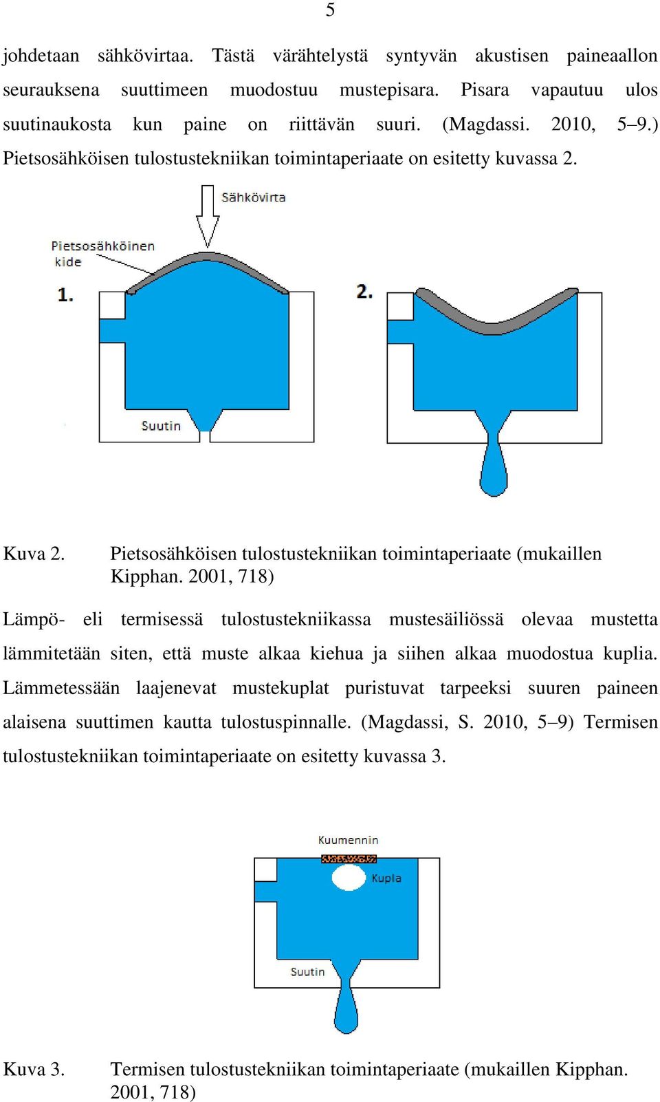 2001, 718) Lämpö- eli termisessä tulostustekniikassa mustesäiliössä olevaa mustetta lämmitetään siten, että muste alkaa kiehua ja siihen alkaa muodostua kuplia.