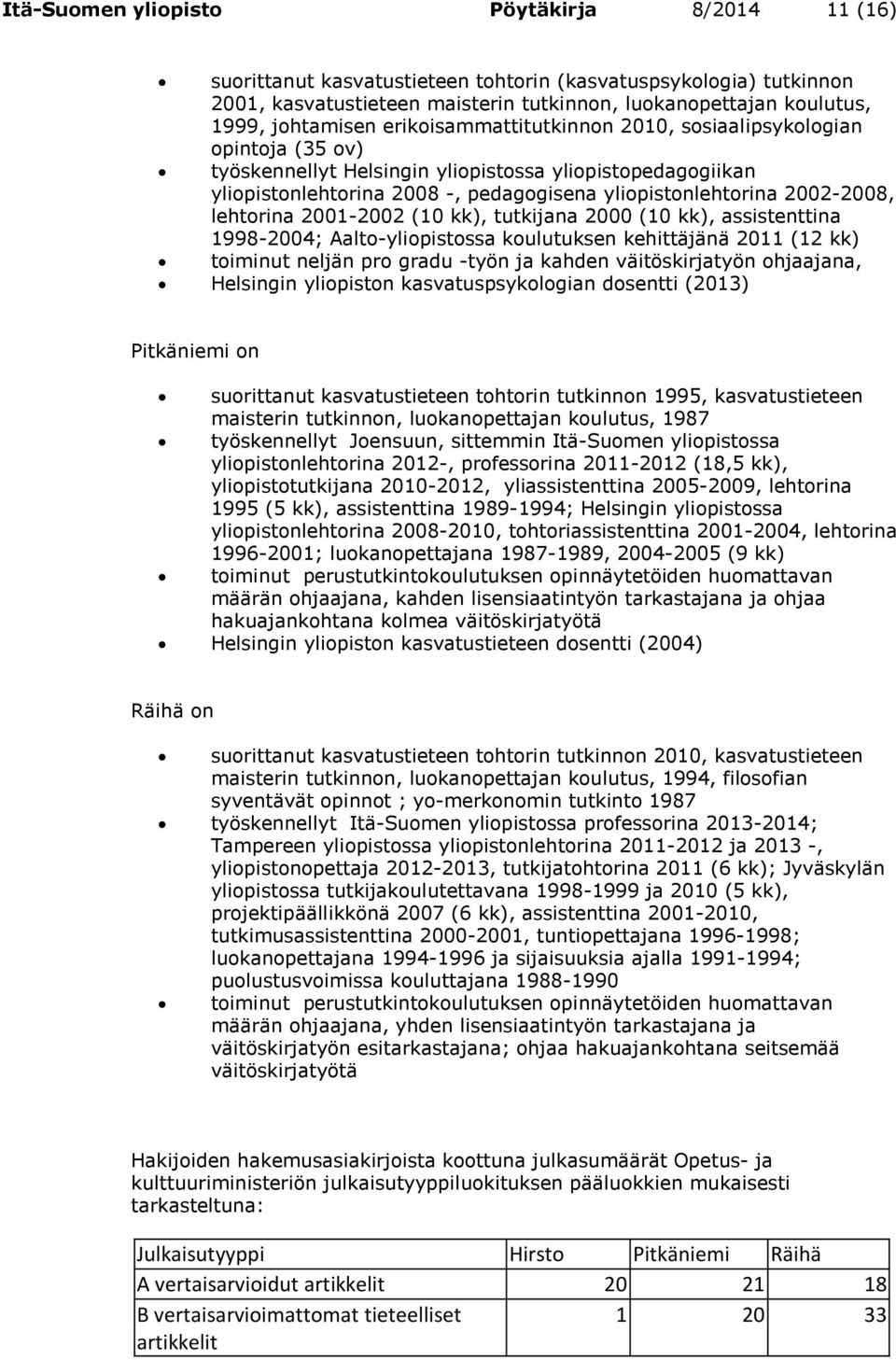 2002-2008, lehtorina 2001-2002 (10 kk), tutkijana 2000 (10 kk), assistenttina 1998-2004; Aalto-yliopistossa koulutuksen kehittäjänä 2011 (12 kk) toiminut neljän pro gradu -työn ja kahden