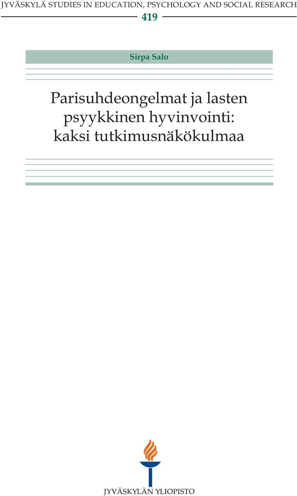 Sirpa Salo Parisuhdeongelmat ja lasten