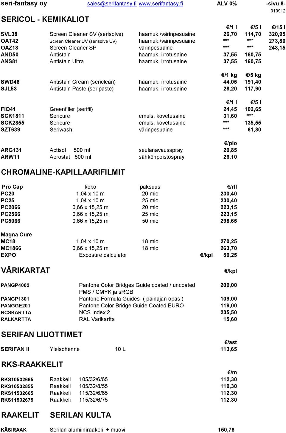 irrotusaine 37,55 160,75 ANS81 Antistain Ultra haamuk. irrotusaine 37,55 160,75 /1 kg /5 kg SWD48 Antistain Cream (sericlean) haamuk. irrotusaine 44,05 191,40 SJL53 Antistain Paste (seripaste) haamuk.