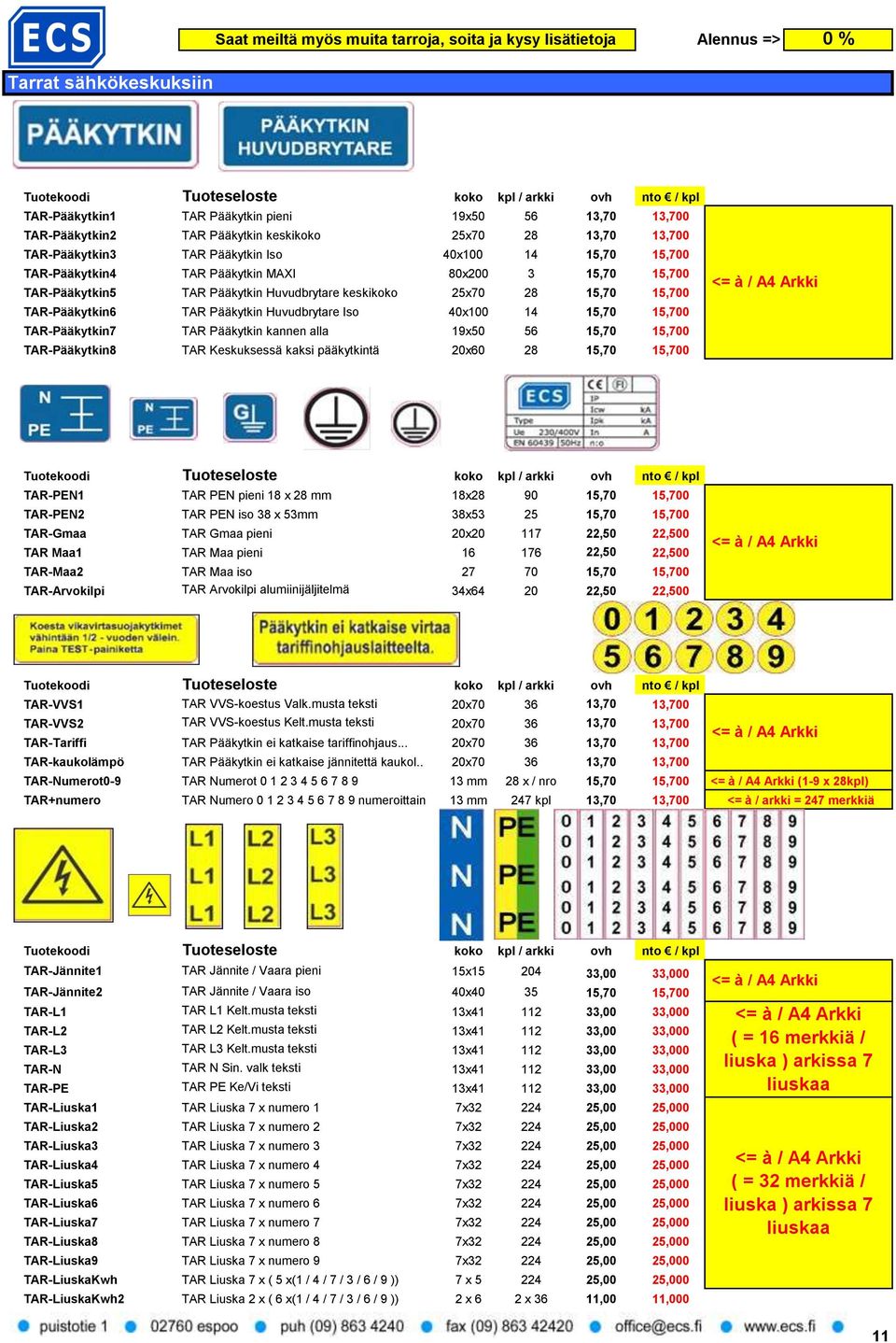 Pääkytkin Huvudbrytare keskikoko 25x70 28 15,70 15,700 TAR-Pääkytkin6 TAR Pääkytkin Huvudbrytare Iso 40x100 14 15,70 15,700 TAR-Pääkytkin7 TAR Pääkytkin kannen alla 19x50 56 15,70 15,700