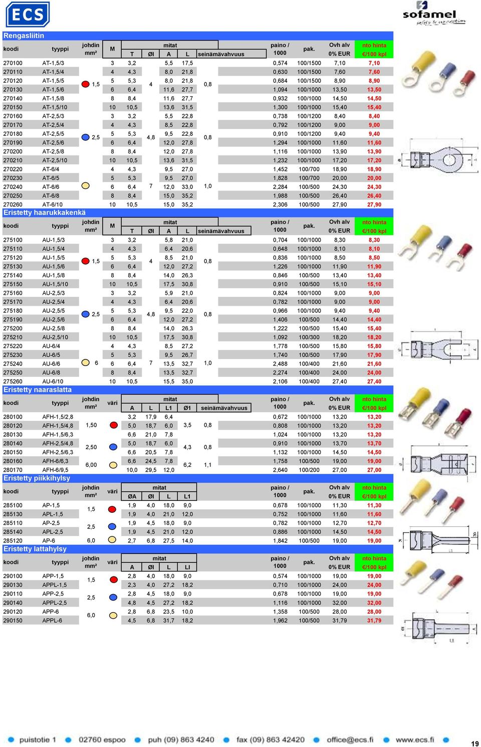 AT-1,5/10 10 10,5 13,6 31,5 1,300 100/1000 15,40 15,40 270160 AT-2,5/3 3 3,2 5,5 22,8 0,738 100/1200 8,40 8,40 270170 AT-2,5/4 4 4,3 8,5 22,8 0,792 100/1200 9,00 9,00 270180 AT-2,5/5 2,5 5 5,3 4,8