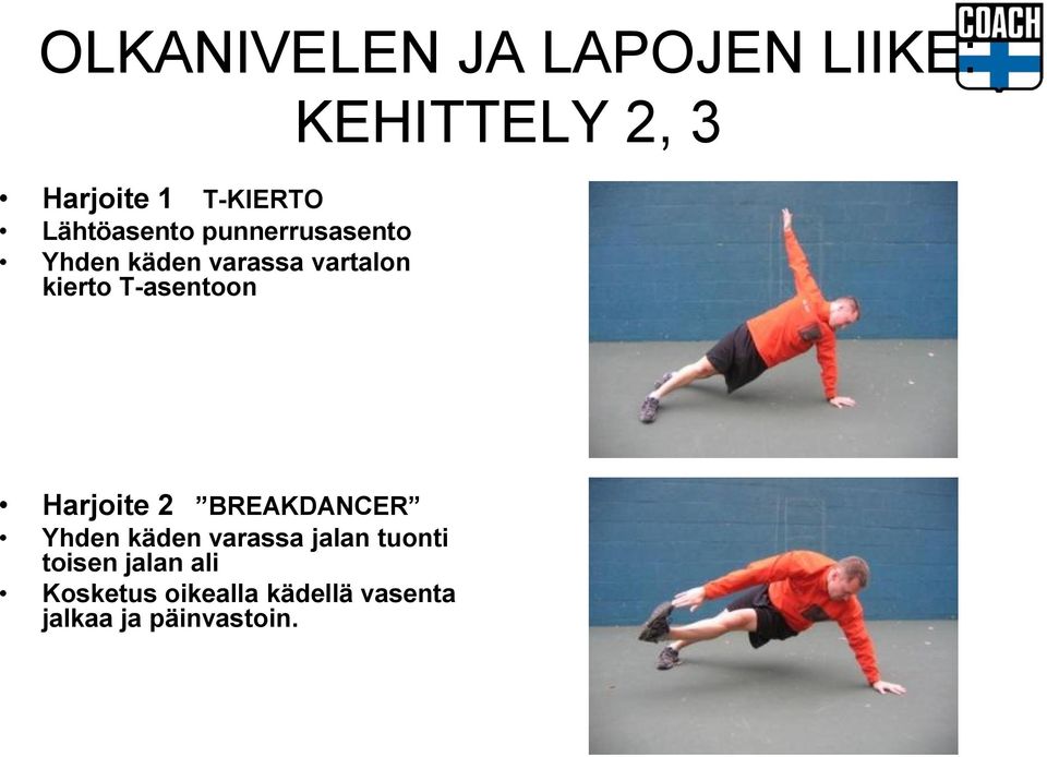 KEHITTELY 2, 3 Harjoite 2 BREAKDANCER Yhden käden varassa jalan