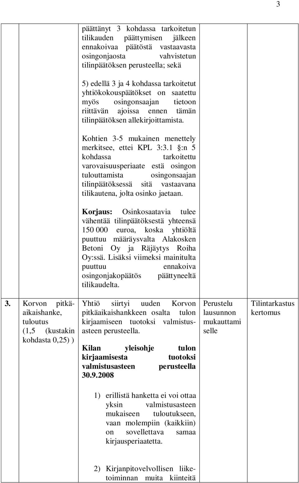 1 :n 5 kohdassa tarkoitettu varovaisuusperiaate estä osingon tulouttamista osingonsaajan tilinpäätöksessä sitä vastaavana tilikautena, jolta osinko jaetaan.