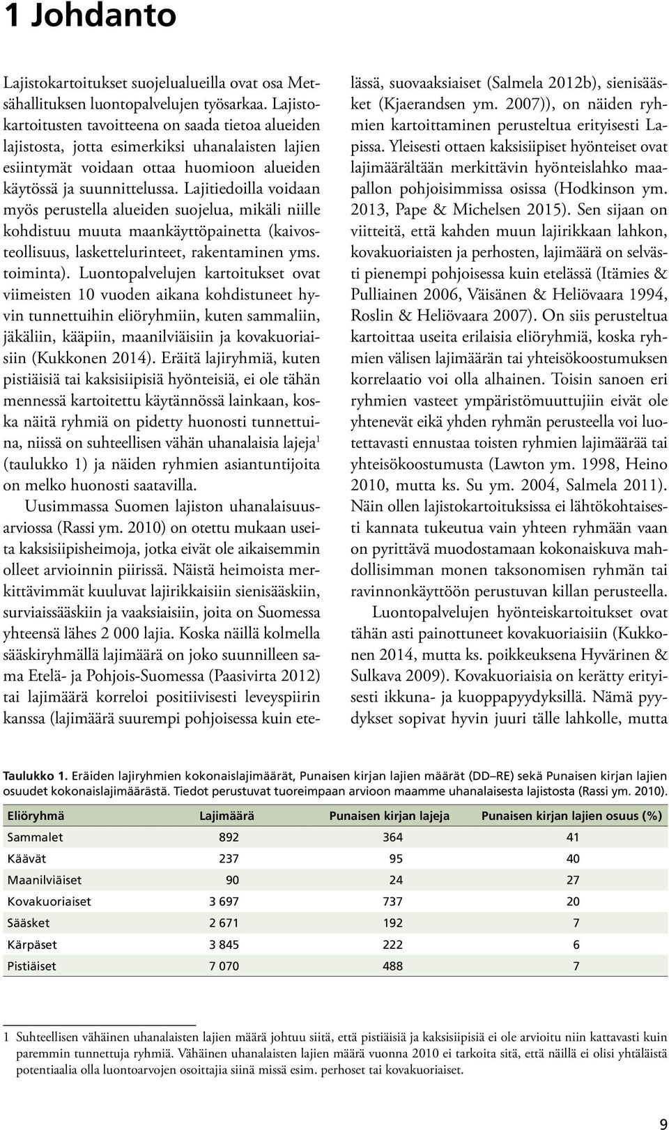 Lajitiedoilla voidaan myös perustella alueiden suojelua, mikäli niille kohdistuu muuta maankäyttöpainetta (kaivosteollisuus, laskettelurinteet, rakentaminen yms. toiminta).