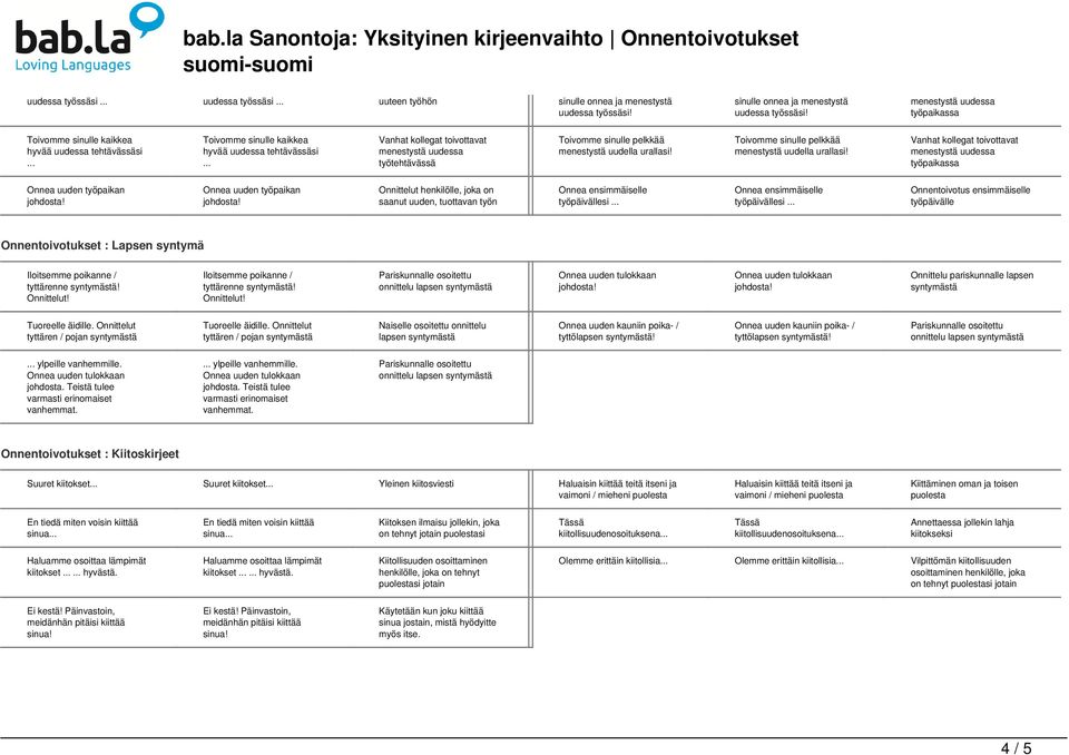 Toivomme sinulle pelkkää menestystä uudella urallasi!