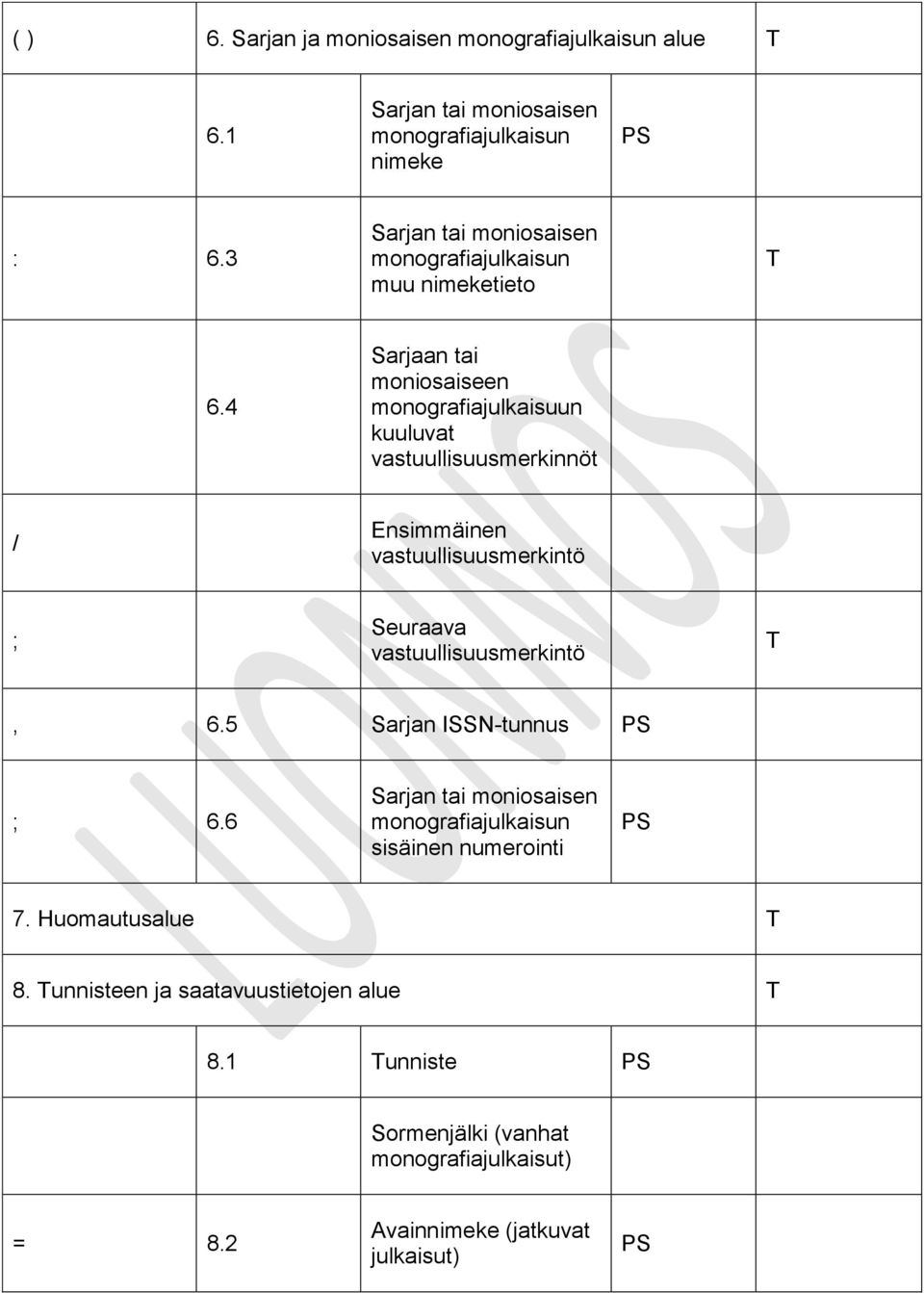 4 Sarjaan tai moniosaiseen monografiajulkaisuun kuuluvat vastuullisuusmerkinnöt / Ensimmäinen vastuullisuusmerkintö ; Seuraava