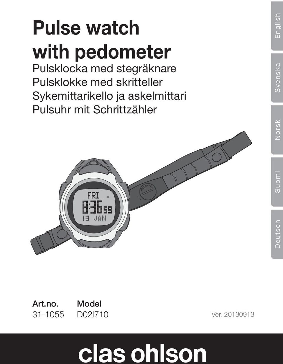 askelmittari Pulsuhr mit Schrittzähler English Svenska