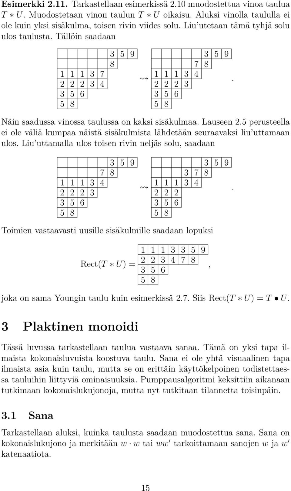 perusteella ei ole väliä kumpaa näistä sisäkulmista lähdetään seuraavaksi liu uttamaan ulos Liu uttamalla ulos toisen rivin neljäs solu, saadaan 3 5 9 7 8 1 1 1 3 4 2 2 2 3 3 5 6 5 8 3 5 9 3 7 8 1 1