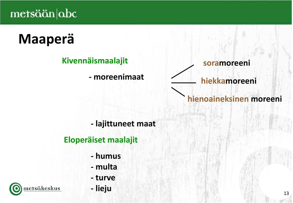 hienoaineksinen moreeni lajittuneet