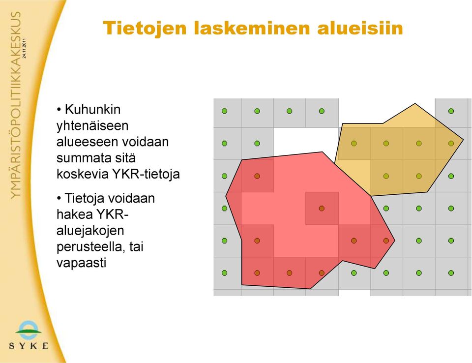 yhtenäiseen alueeseen voidaan summata sitä