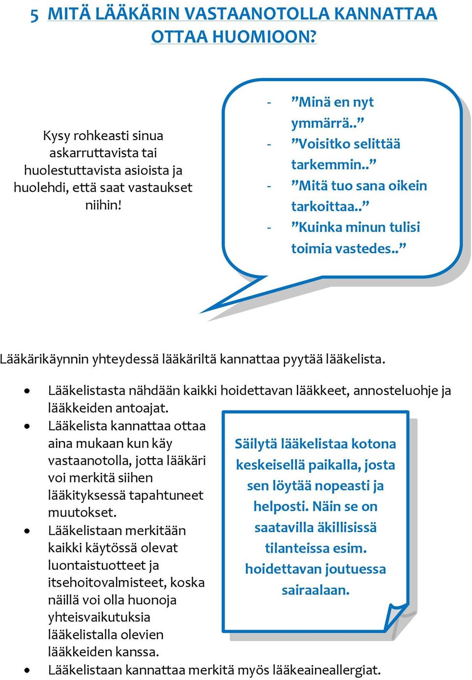 Lääkelistasta nähdään kaikki hoidettavan lääkkeet, annosteluohje ja lääkkeiden antoajat.