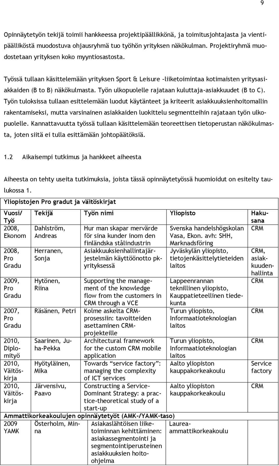 Työn ulkopuolelle rajataan kuluttaja-asiakkuudet (B to C).