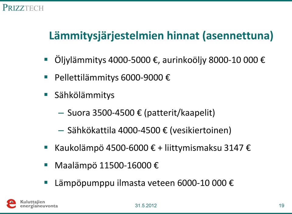 (patterit/kaapelit) Sähkökattila 4000-4500 (vesikiertoinen) Kaukolämpö 4500-6000