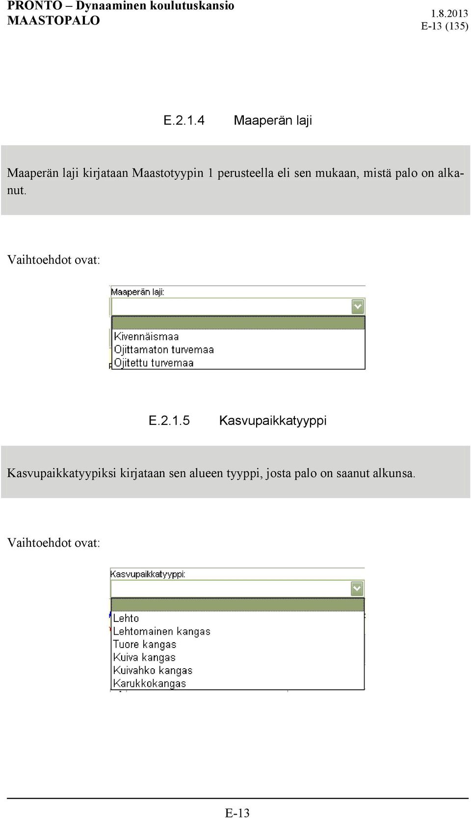 Vaihtoehdot ovat: E.2.1.