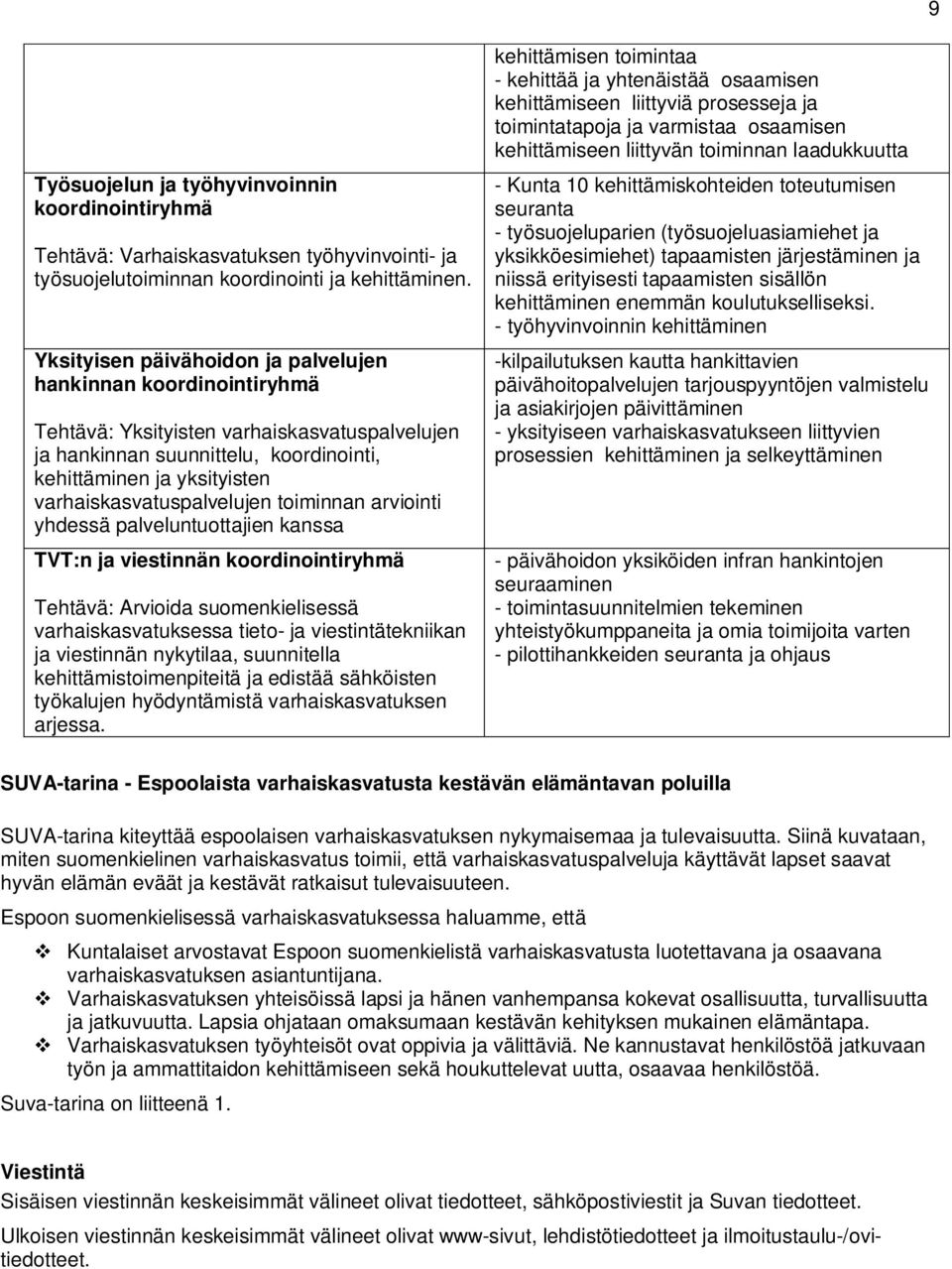 varhaiskasvatuspalvelujen toiminnan arviointi yhdessä palveluntuottajien kanssa TVT:n ja viestinnän koordinointiryhmä Tehtävä: Arvioida suomenkielisessä varhaiskasvatuksessa tieto- ja
