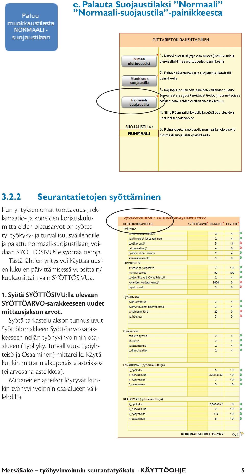 normaali-suojaustilaan, voidaan SYÖTTÖSIVU:lle syöttää tietoja. Tästä lähtien yritys voi käyttää uusien lukujen päivittämisessä vuosittain/ kuukausittain vain SYÖTTÖSIVUa. 1.