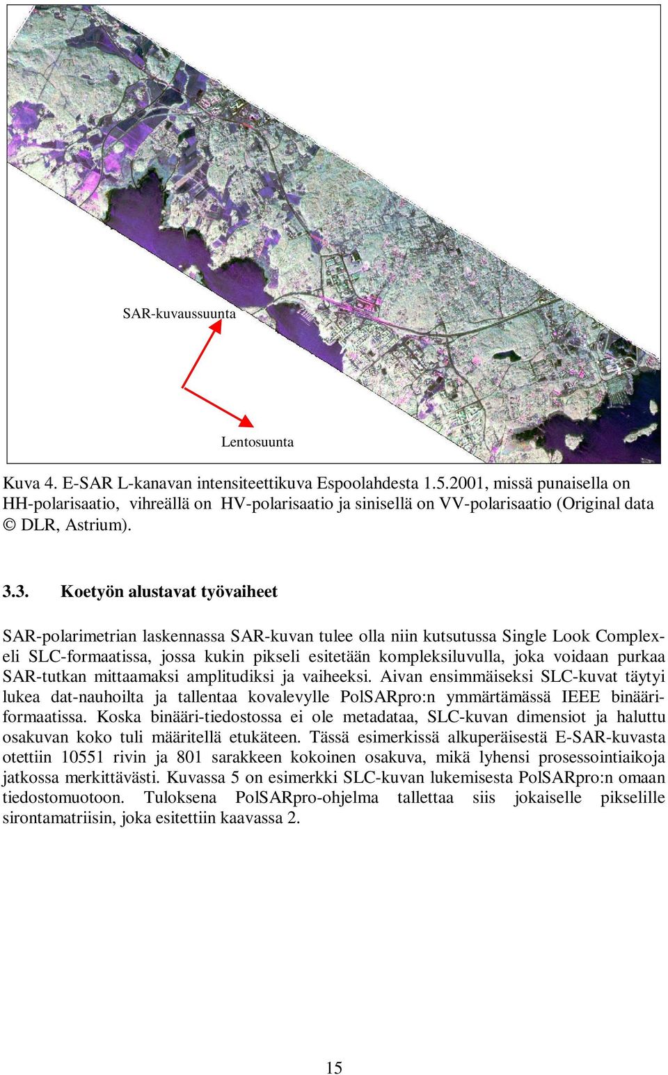 .. Koetyön alustavat työvaiheet AR-polarimetrian laskennassa AR-kuvan tulee olla niin kutsutussa ingle Look Complexeli LC-formaatissa, jossa kukin pikseli esitetään kompleksiluvulla, joka voidaan