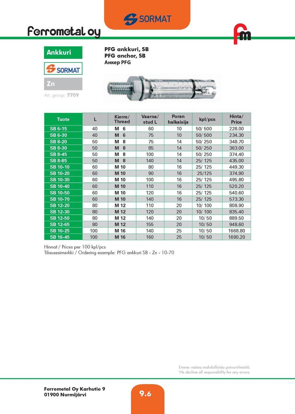 30 SB 10-20 60 M 10 90 16 25/125 374.90 SB 10-30 60 M 10 100 16 25/ 125 495.80 SB 10-40 60 M 10 110 16 25/ 125 520.20 SB 10-50 60 M 10 120 16 25/ 125 540.60 SB 10-70 60 M 10 140 16 25/ 125 573.