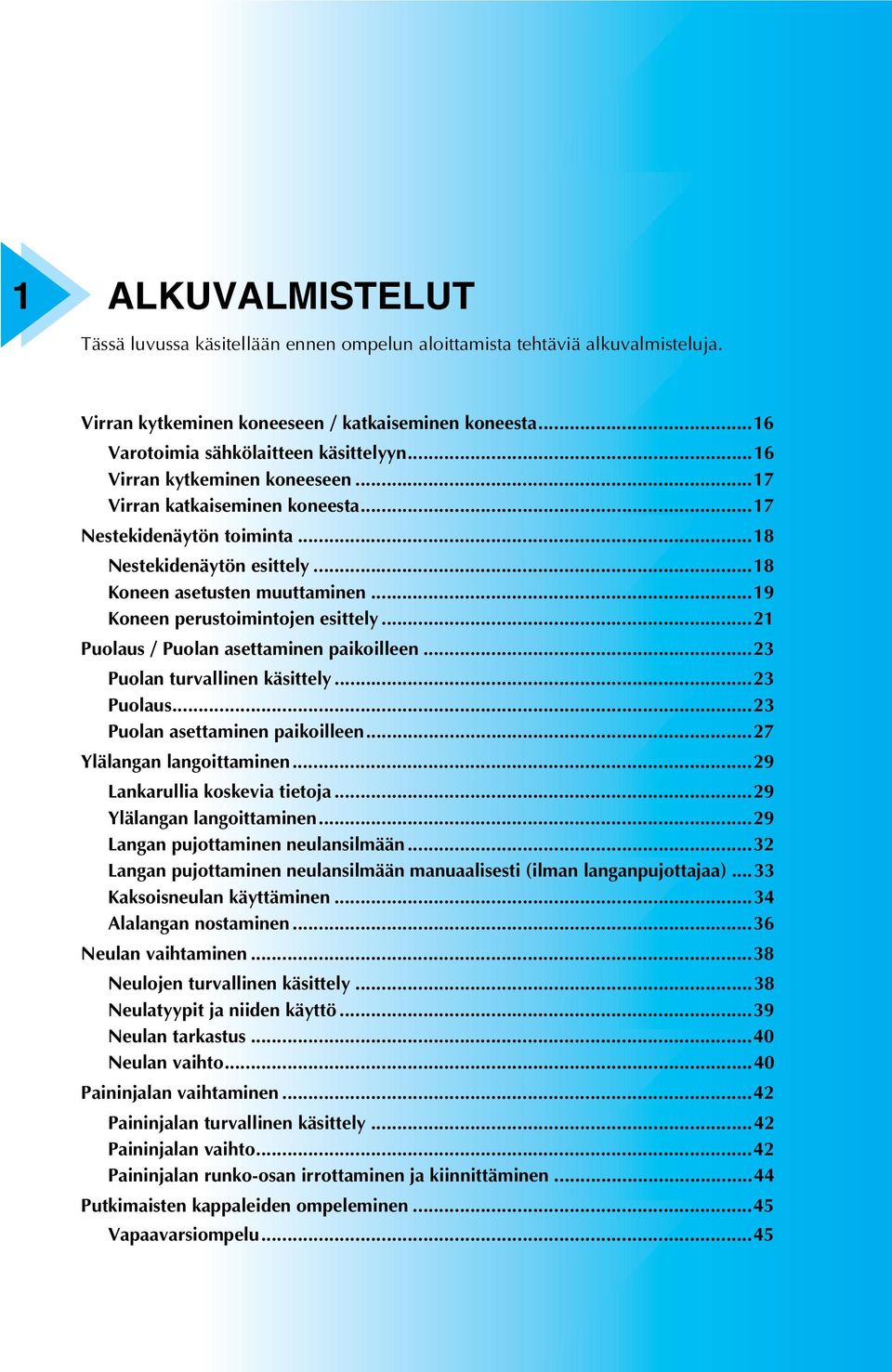 ..2 Puolus / Puoln settminen pikoilleen...23 Puoln turvllinen käsittely...23 Puolus...23 Puoln settminen pikoilleen...27 Ylälngn lngoittminen...29 Lnkrulli koskevi tietoj...29 Ylälngn lngoittminen.