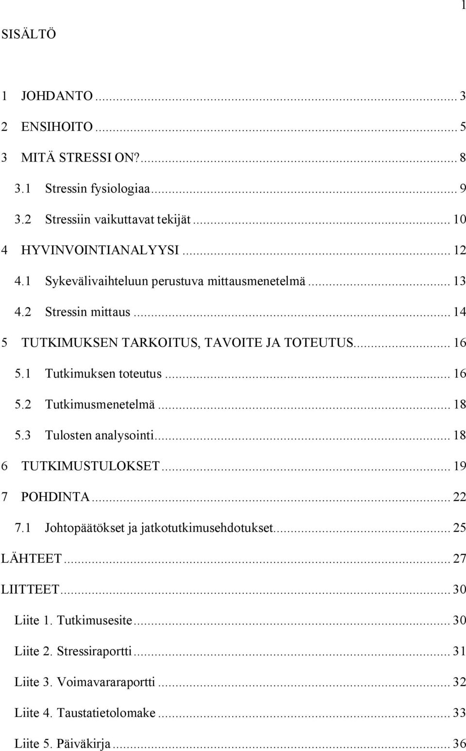 .. 18 5.3 Tulosten analysointi... 18 6 TUTKIMUSTULOKSET... 19 7 POHDINTA... 22 7.1 Johtopäätökset ja jatkotutkimusehdotukset... 25 LÄHTEET... 27 LIITTEET... 30 Liite 1.