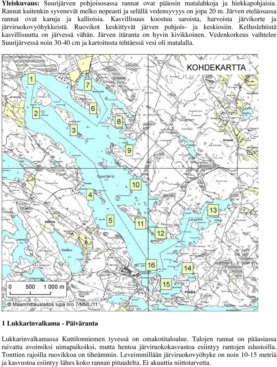 Kelluslehtistä kasvillisuutta on järvessä vähän. Järven itäranta on hyvin kivikkoinen. Vedenkorkeus vaihtelee Suurijärvessä noin 30-40 cm ja kartoitusta tehtäessä vesi oli matalalla.