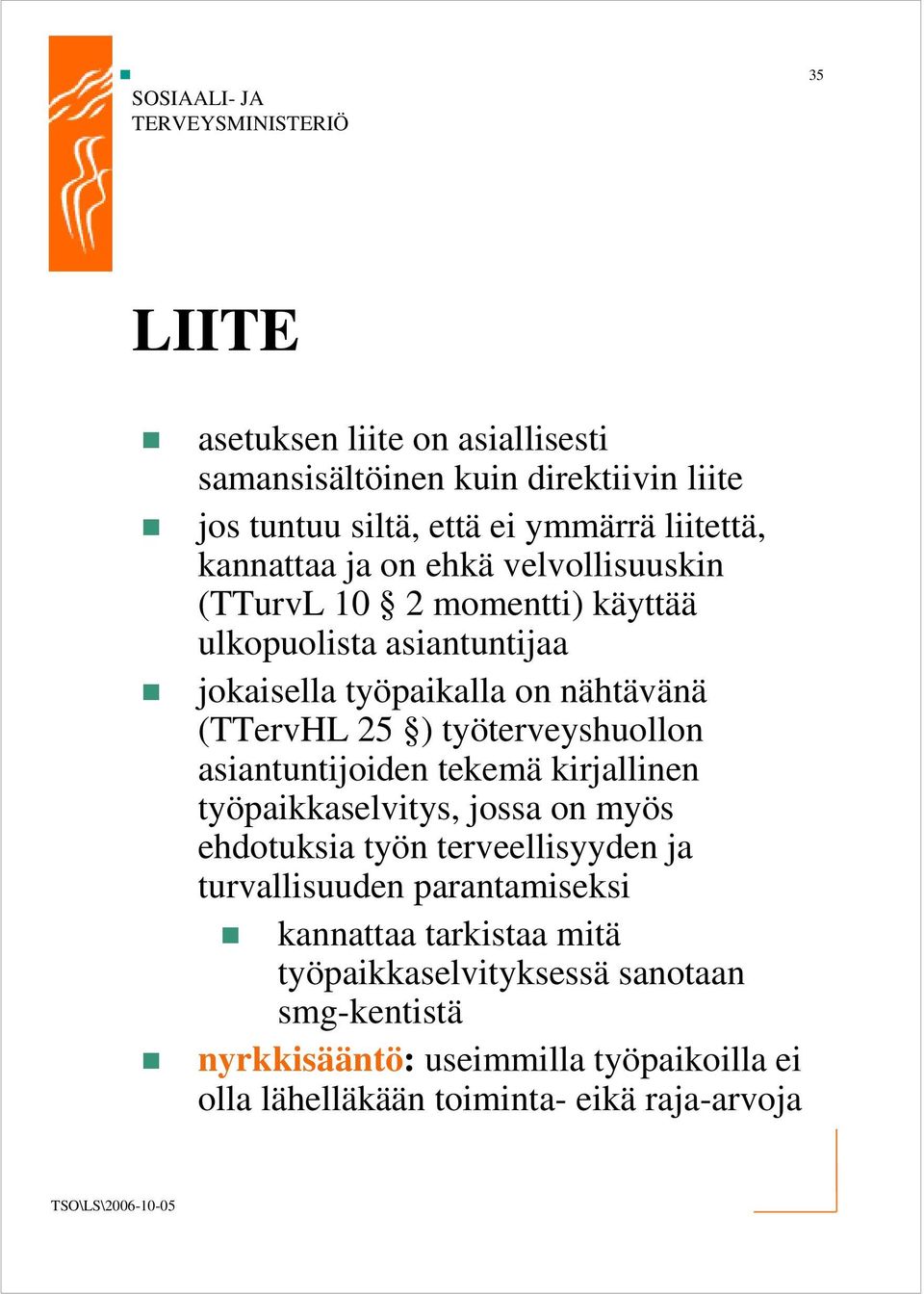 työterveyshuollon asiantuntijoiden tekemä kirjallinen työpaikkaselvitys, jossa on myös ehdotuksia työn terveellisyyden ja turvallisuuden