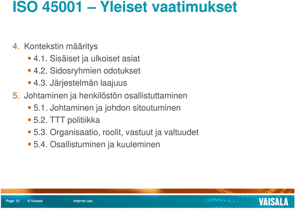 Johtaminen ja henkilöstön osallistuttaminen 5.1.