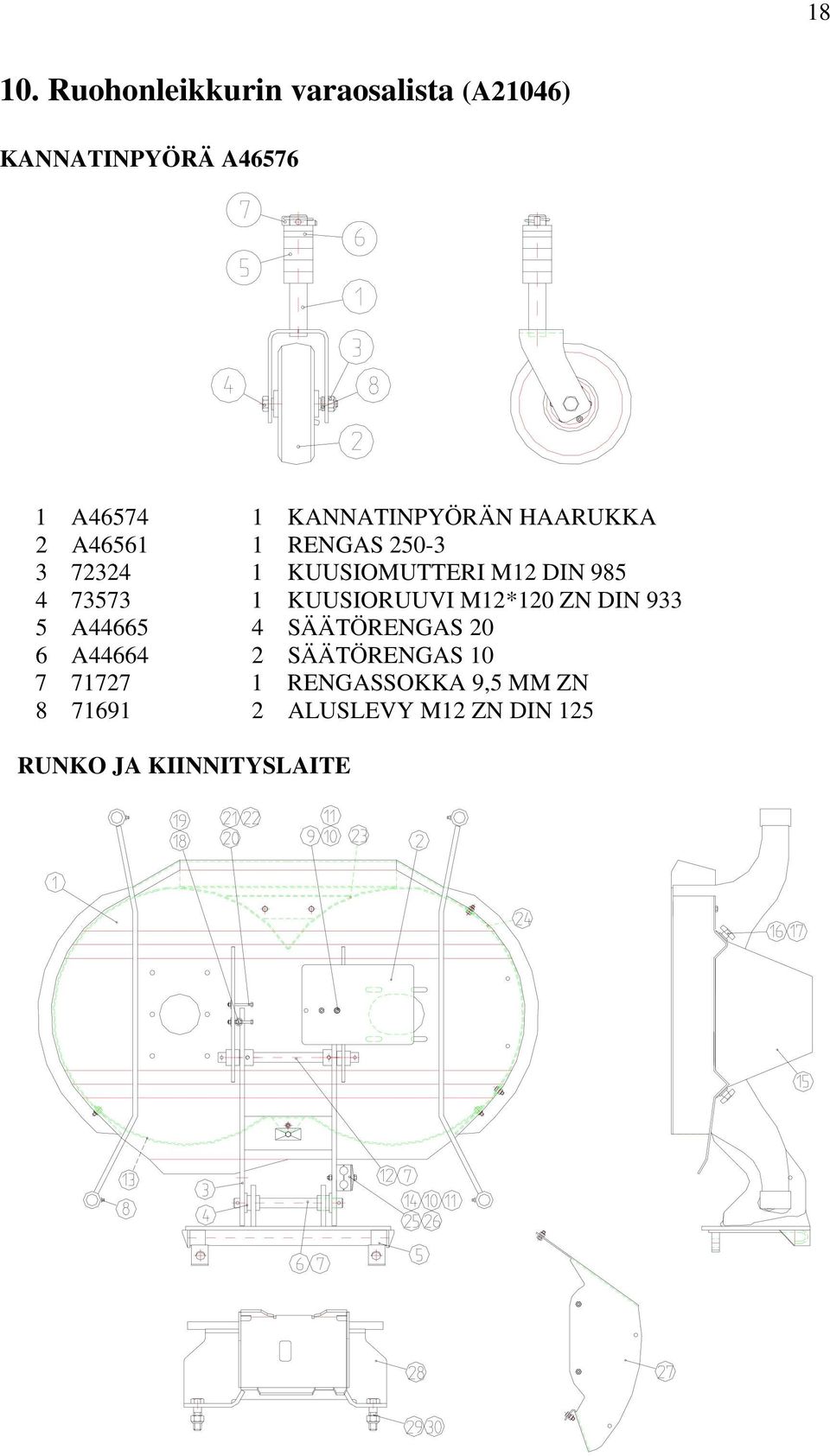 HAARUKKA 2 A46561 1 RENGAS 250-3 3 72324 1 KUUSIOMUTTERI M12 DIN 985 4 73573 1